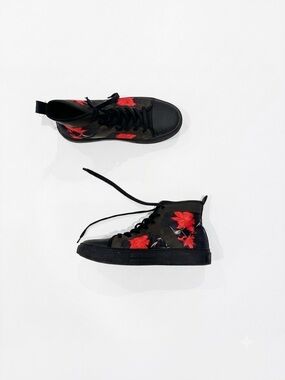 INC International Concepts Black High-Top Sneakers with Red Floral Print